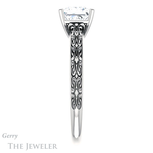 Princess Cut Forever One Moissanite Engagement Ring #GTJ1180-square-fo-w 3 Princess Cut Forever One Moissanite Engagement Ring #GTJ1180-square-fo-w