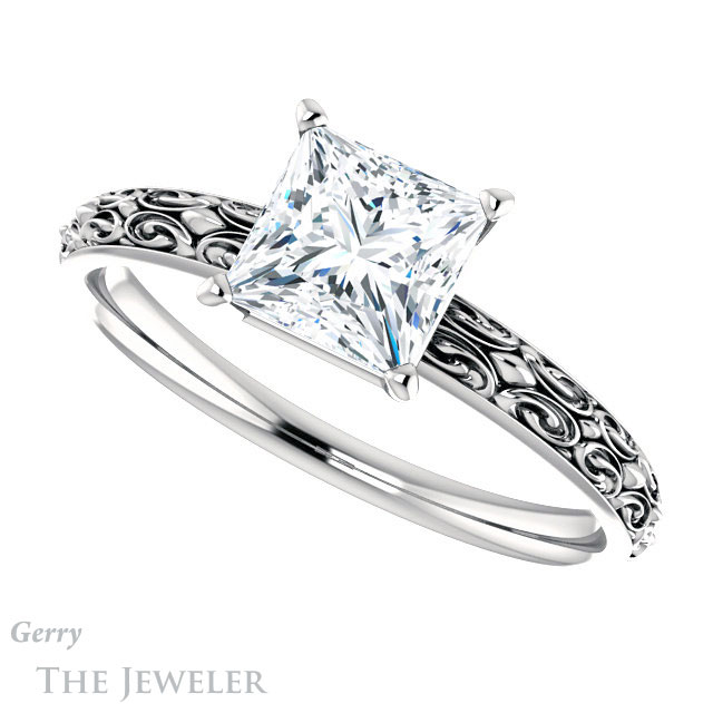Princess Cut Forever One Moissanite Engagement Ring #GTJ1180-square-fo-w 5 Princess Cut Forever One Moissanite Engagement Ring #GTJ1180-square-fo-w