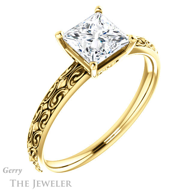 Princess Cut Forever One Moissanite Engagement Ring #GTJ1180-square-fo-y 4 Princess Cut Forever One Moissanite Engagement Ring #GTJ1180-square-fo-y