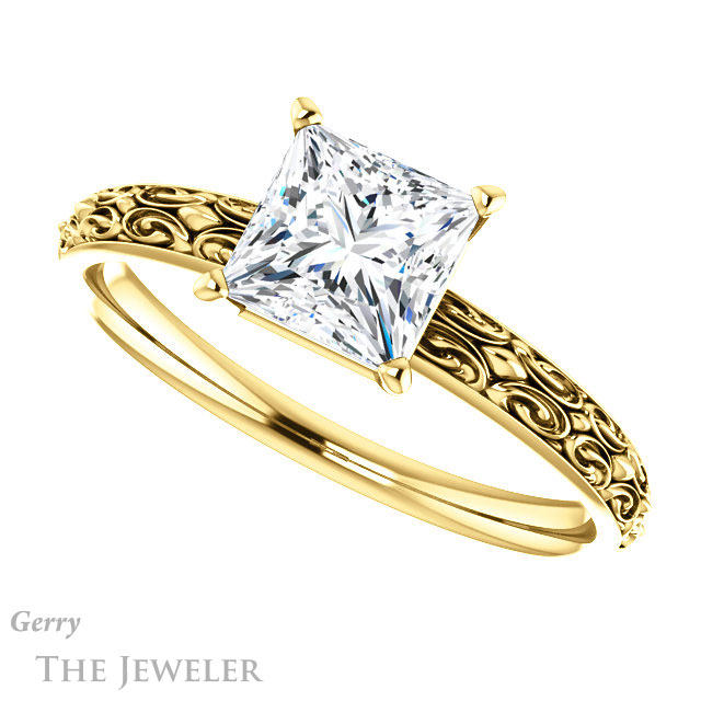 Princess Cut Forever One Moissanite Engagement Ring #GTJ1180-square-fo-y 5 Princess Cut Forever One Moissanite Engagement Ring #GTJ1180-square-fo-y