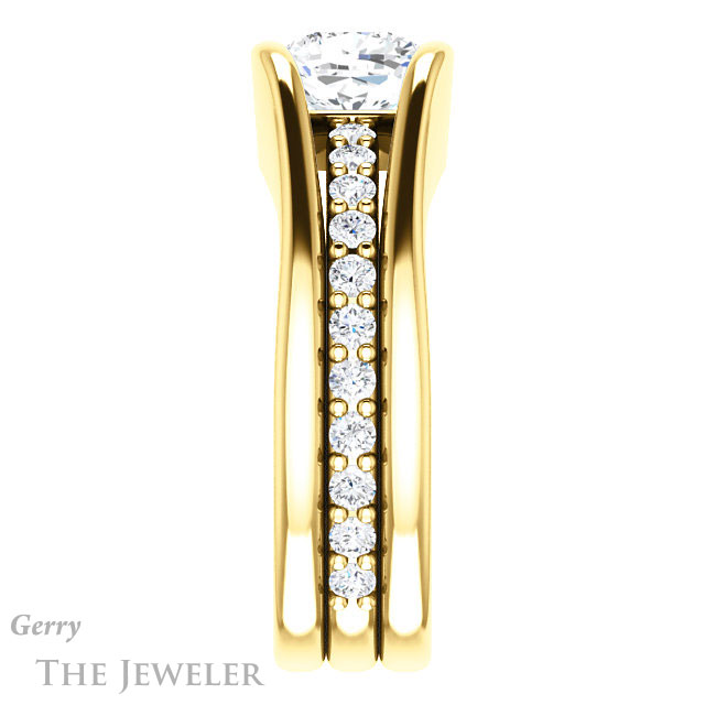 Cushion Cut Forever One Moissanite Engagement Ring #GTJ1181-cushion-fo-y | Gerry The Jeweler Cushion Cut Forever One Moissanite Engagement Ring #GTJ1181-cushion-fo-y