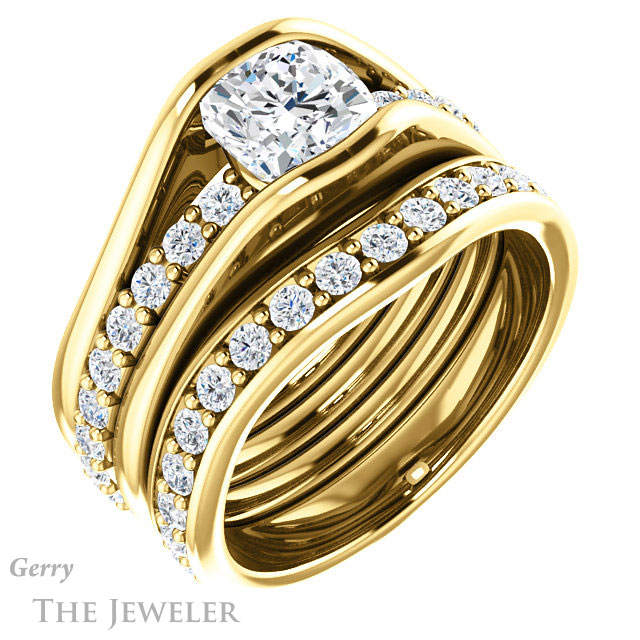 Cushion Cut Forever One Moissanite Engagement Ring #GTJ1181-cushion-fo-y | Gerry The Jeweler Cushion Cut Forever One Moissanite Engagement Ring #GTJ1181-cushion-fo-y