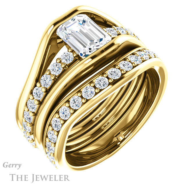 Emerald Cut Forever One Moissanite Engagement Ring #GTJ1181-emerald-fb-y | Gerry The Jeweler Emerald Cut Forever Brilliant Moissanite Engagement Ring #GTJ1181-emerald-fb-y