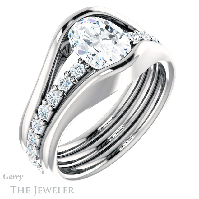 Oval Shaped Forever One Moissanite Engagement Ring #GTJ1181-oval-fo-w | Gerry The Jeweler Oval Shaped Forever One Moissanite Engagement Ring #GTJ1181-oval-fo-w