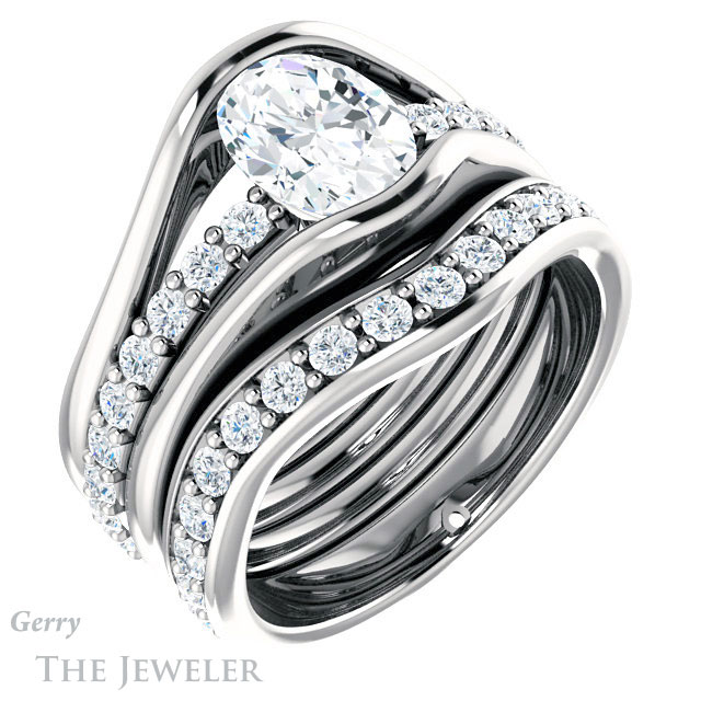 Oval Shaped Forever One Moissanite Engagement Ring #GTJ1181-oval-fo-w | Gerry The Jeweler Oval Shaped Forever One Moissanite Engagement Ring #GTJ1181-oval-fo-w