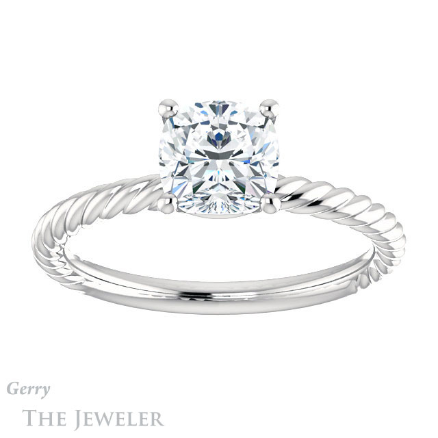 Cushion Cut Forever One Moissanite Engagement Ring #GTJ1182-cushion-fo-w
