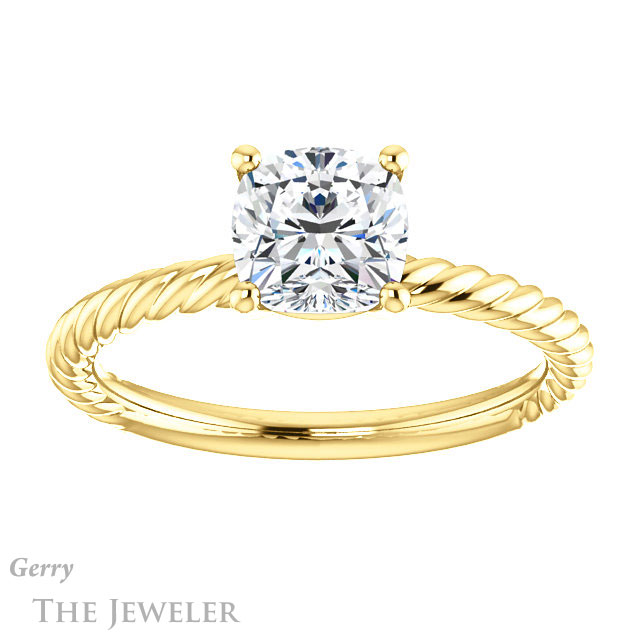Cushion Cut Forever One Moissanite Engagement Ring #GTJ1182-cushion-fo-y