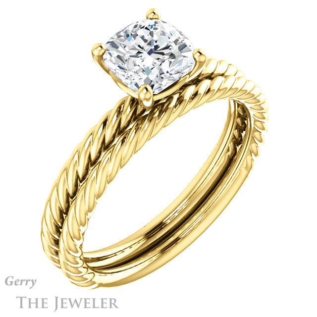 Cushion Cut Forever One Moissanite Engagement Ring #GTJ1182-cushion-fo-y