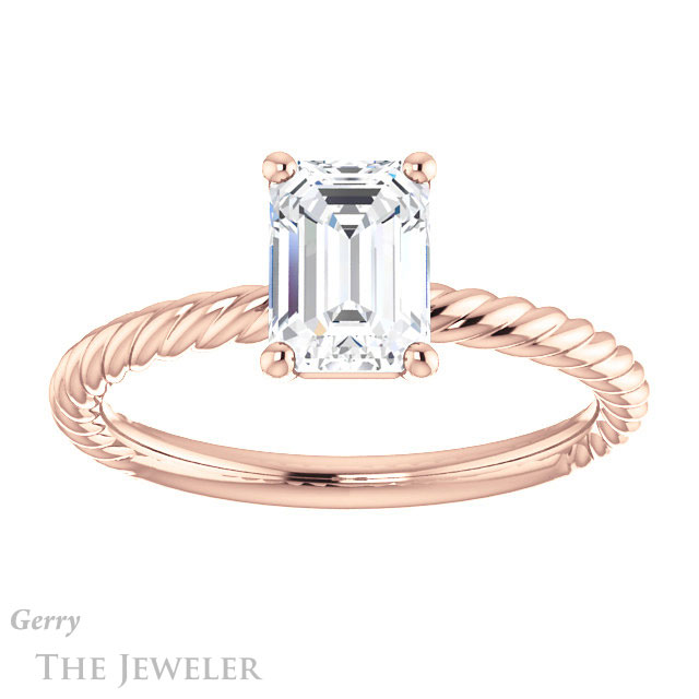Emerald Cut Forever Brilliant Moissanite Engagement Ring #GTJ1182-emerald-fb-r