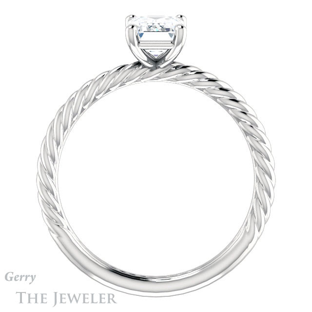 Emerald Cut Forever Brilliant Moissanite Engagement Ring #GTJ1182-emerald-fb-w