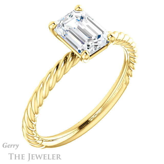 Emerald Cut Forever Brilliant Moissanite Engagement Ring #GTJ1182-emerald-fb-y