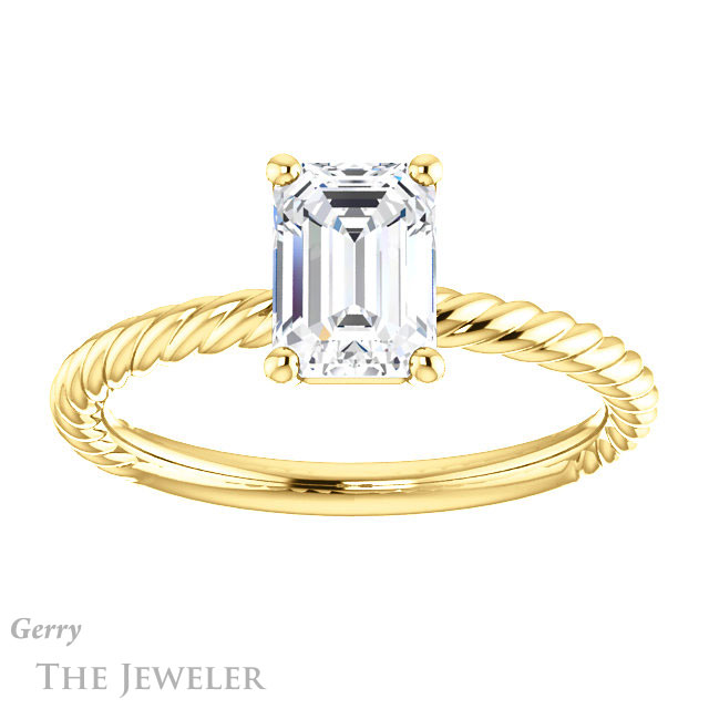 Emerald Cut Forever Brilliant Moissanite Engagement Ring #GTJ1182-emerald-fb-y
