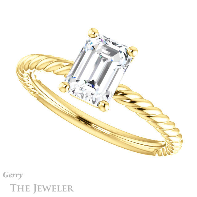 Emerald Cut Forever Brilliant Moissanite Engagement Ring #GTJ1182-emerald-fb-y