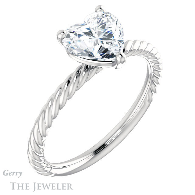 Heart Shaped Forever One Moissanite Engagement Ring #GTJ1182-heart-fb-w 4 Heart Shaped Forever Brilliant Moissanite Engagement Ring #GTJ1182-heart-fb-w