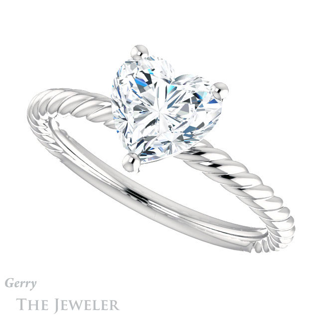 Heart Shaped Forever One Moissanite Engagement Ring #GTJ1182-heart-fb-w 5 Heart Shaped Forever Brilliant Moissanite Engagement Ring #GTJ1182-heart-fb-w
