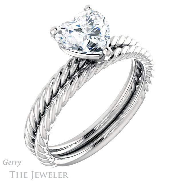 Heart Shaped Forever One Moissanite Engagement Ring #GTJ1182-heart-fb-w 6 Heart Shaped Forever Brilliant Moissanite Engagement Ring #GTJ1182-heart-fb-w