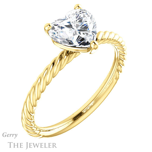 Heart Shaped Forever One Moissanite Engagement Ring #GTJ1182-heart-fb-y 4 Heart Shaped Forever Brilliant Moissanite Engagement Ring #GTJ1182-heart-fb-y