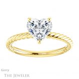 Heart Shaped Forever One Moissanite Engagement Ring #GTJ1182-heart-fb-y 1 Heart Shaped Forever Brilliant Moissanite Engagement Ring #GTJ1182-heart-fb-y