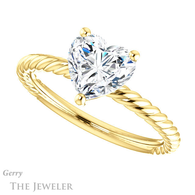 Heart Shaped Forever One Moissanite Engagement Ring #GTJ1182-heart-fb-y 5 Heart Shaped Forever Brilliant Moissanite Engagement Ring #GTJ1182-heart-fb-y