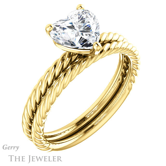 Heart Shaped Forever One Moissanite Engagement Ring #GTJ1182-heart-fb-y 6 Heart Shaped Forever Brilliant Moissanite Engagement Ring #GTJ1182-heart-fb-y