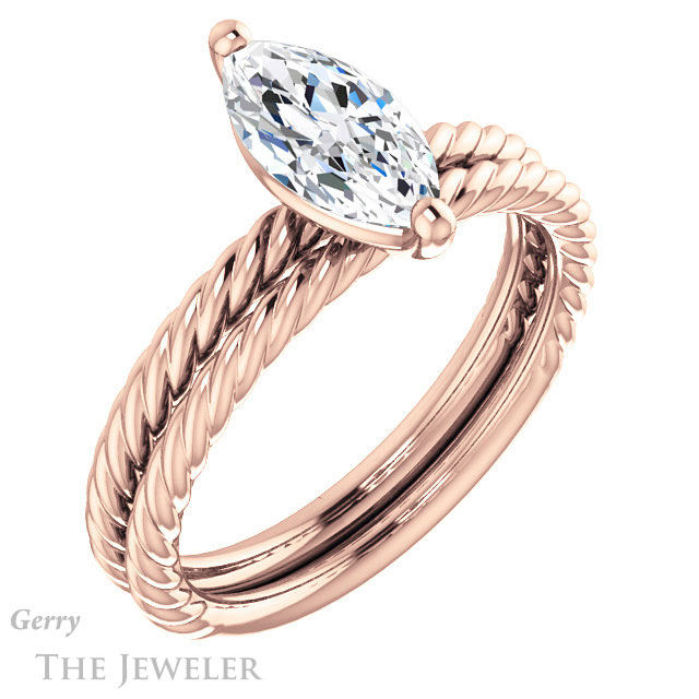 Marquise Cut Forever One Moissanite Engagement Ring #GTJ1182-marquise-fb-r 6 Marquise Cut Forever Brilliant Moissanite Engagement Ring #GTJ1182-marquise-fb-r