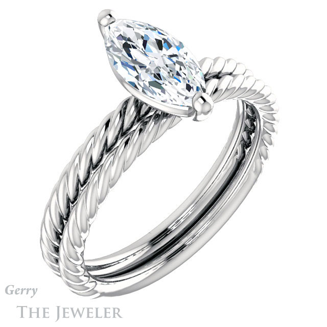 Marquise Cut Forever Brilliant Moissanite Engagement Ring #GTJ1182-marquise-fb-w