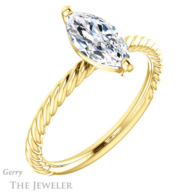 Marquise Cut Forever One Moissanite Engagement Ring #GTJ1182-marquise-fb-y 4 Marquise Cut Forever Brilliant Moissanite Engagement Ring #GTJ1182-marquise-fb-y