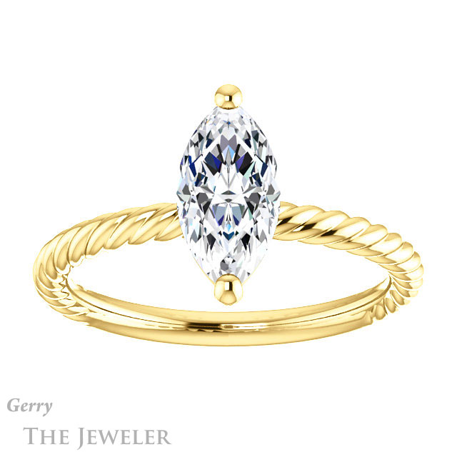 Marquise Cut Forever One Moissanite Engagement Ring #GTJ1182-marquise-fb-y 1 Marquise Cut Forever Brilliant Moissanite Engagement Ring #GTJ1182-marquise-fb-y