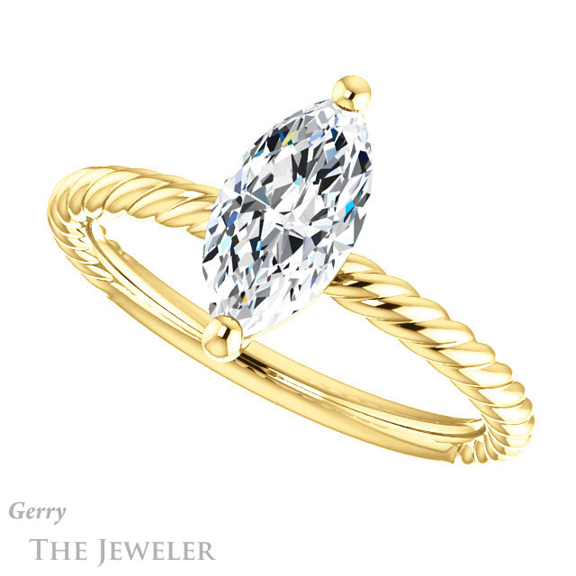 Marquise Cut Forever One Moissanite Engagement Ring #GTJ1182-marquise-fb-y 5 Marquise Cut Forever Brilliant Moissanite Engagement Ring #GTJ1182-marquise-fb-y