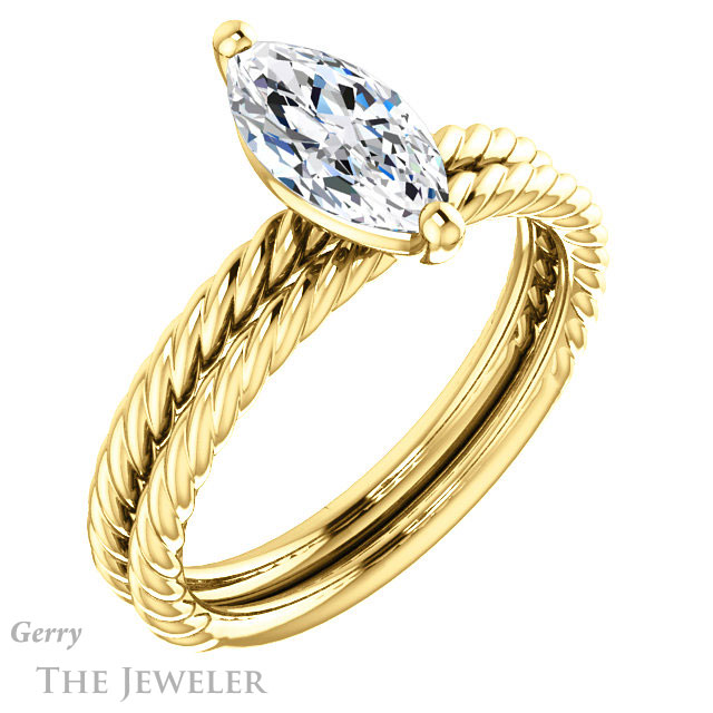 Marquise Cut Forever One Moissanite Engagement Ring #GTJ1182-marquise-fb-y 6 Marquise Cut Forever Brilliant Moissanite Engagement Ring #GTJ1182-marquise-fb-y
