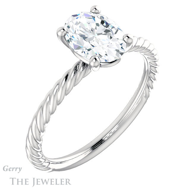 Oval Shaped Forever One Moissanite Engagement Ring #GTJ1182-oval-fo-w