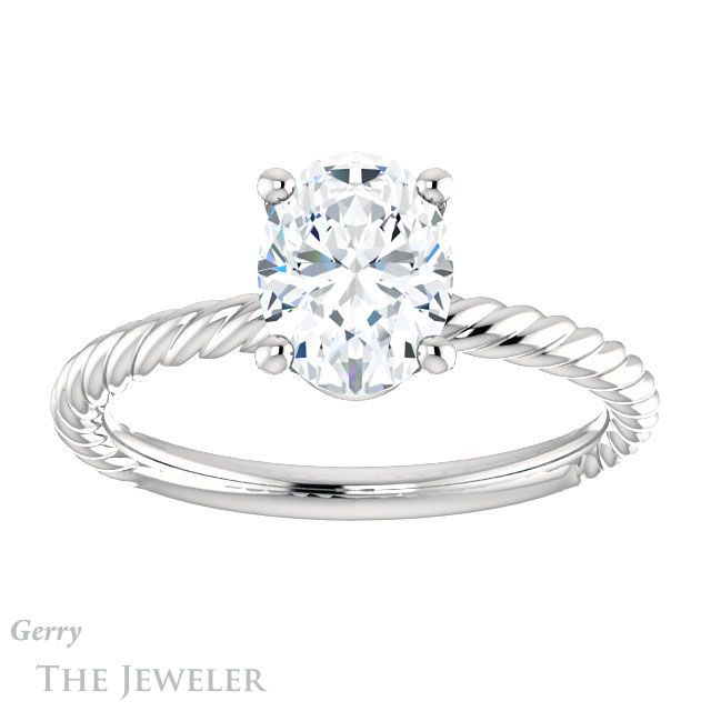 Oval Shaped Forever One Moissanite Engagement Ring #GTJ1182-oval-fo-w