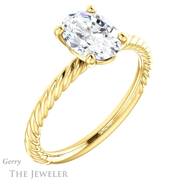 Oval Shaped Forever One Moissanite Engagement Ring #GTJ1182-oval-fo-y 4 Oval Shaped Forever One Moissanite Engagement Ring #GTJ1182-oval-fo-y
