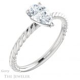 Pear Shaped Forever One Moissanite Engagement Ring #GTJ1182-pear-fb-w 4 Pear Shaped Forever Brilliant Moissanite Engagement Ring #GTJ1182-pear-fb-w