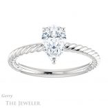 Pear Shaped Forever One Moissanite Engagement Ring #GTJ1182-pear-fb-w 1 Pear Shaped Forever Brilliant Moissanite Engagement Ring #GTJ1182-pear-fb-w
