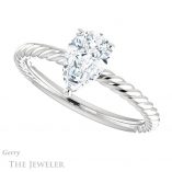 Pear Shaped Forever One Moissanite Engagement Ring #GTJ1182-pear-fb-w 5 Pear Shaped Forever Brilliant Moissanite Engagement Ring #GTJ1182-pear-fb-w