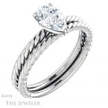 Pear Shaped Forever One Moissanite Engagement Ring #GTJ1182-pear-fb-w 6 Pear Shaped Forever Brilliant Moissanite Engagement Ring #GTJ1182-pear-fb-w