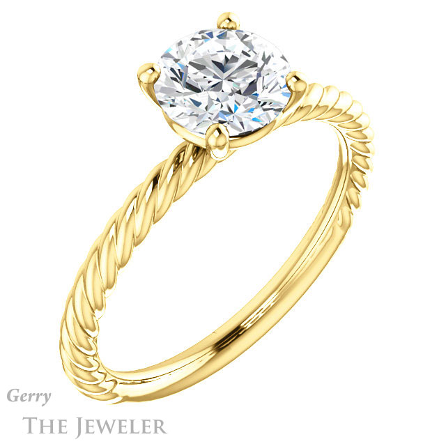 Round Cut Forever One Moissanite Engagement Ring #GTJ1182-round-fo-y