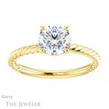Round Cut Forever One Moissanite Engagement Ring #GTJ1182-round-fo-y