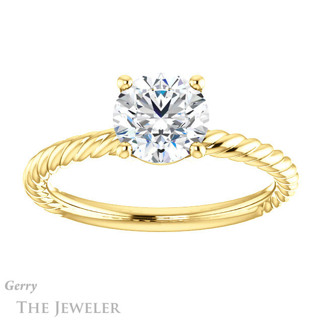 Round Cut Forever One Moissanite Engagement Ring #GTJ1182-round-fo-y
