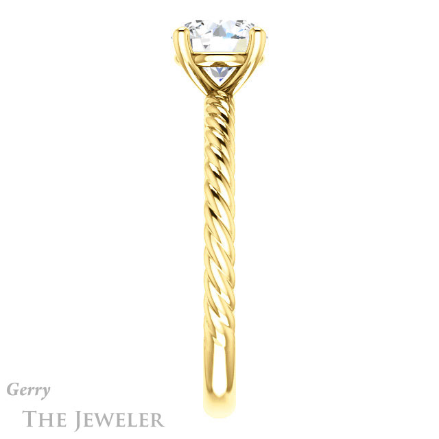 Round Cut Forever One Moissanite Engagement Ring #GTJ1182-round-fo-y