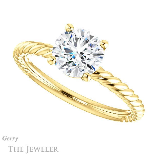 Round Cut Forever One Moissanite Engagement Ring #GTJ1182-round-fo-y