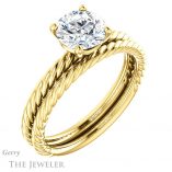 Round Cut Forever One Moissanite Engagement Ring #GTJ1182-round-fo-y