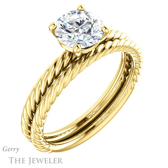 Round Cut Forever One Moissanite Engagement Ring #GTJ1182-round-fo-y