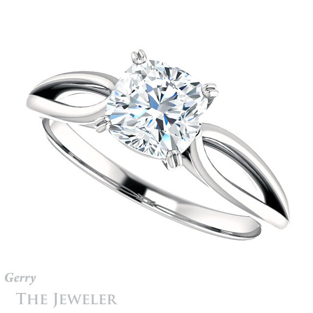 Cushion Cut Forever One Moissanite Engagement Ring #GTJ1183-cushion-fo-w 5 Cushion Cut Forever One Moissanite Engagement Ring #GTJ1183-cushion-fo-w