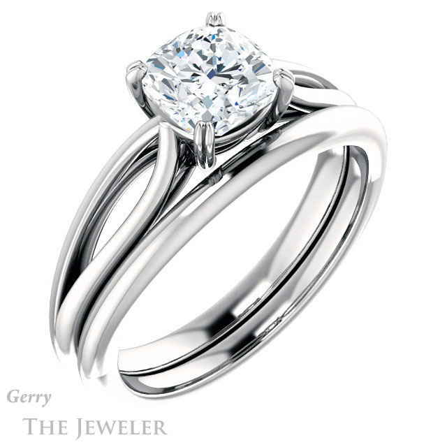 Cushion Cut Forever One Moissanite Engagement Ring #GTJ1183-cushion-fo-w 6 Cushion Cut Forever One Moissanite Engagement Ring #GTJ1183-cushion-fo-w