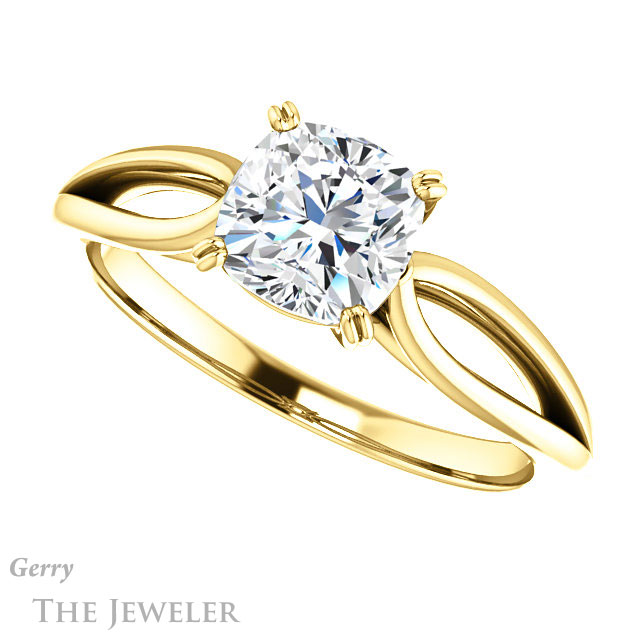 Cushion Cut Forever One Moissanite Engagement Ring #GTJ1183-cushion-fo-y