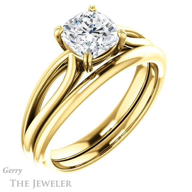 Cushion Cut Forever One Moissanite Engagement Ring #GTJ1183-cushion-fo-y