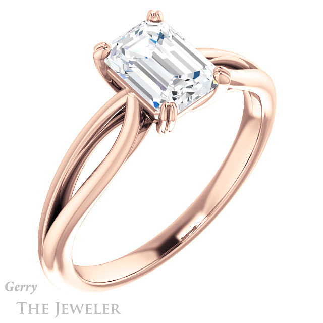 Emerald Cut Forever Brilliant Moissanite Engagement Ring #GTJ1183-emerald-fb-r