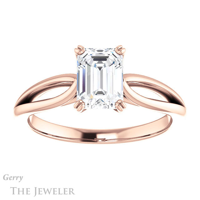 Emerald Cut Forever Brilliant Moissanite Engagement Ring #GTJ1183-emerald-fb-r